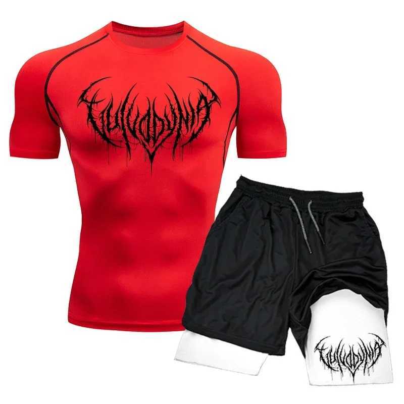 Compression T-Shirts+Shorts Sets For Men Quick Dry Rashguard Suit Gym Fitness Tight Running Training Tracksuit Shirts X250129