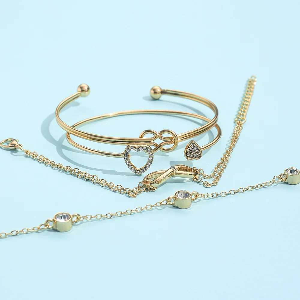 4-piece/set Retro Gold Cuff Zircon Bracelet Set Star Bracelet Fashion Elegant Bracelet Jewelry Gift X250129