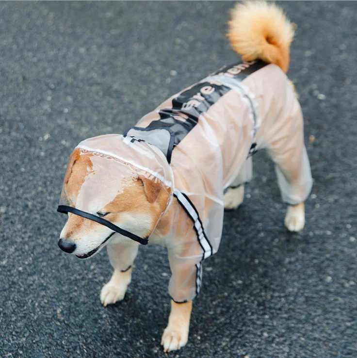 Dog Raincoat Transparent Reflective 4-Legs Waterproof Coat for Small Medium and Large Dogs Rain JacketXJ250121