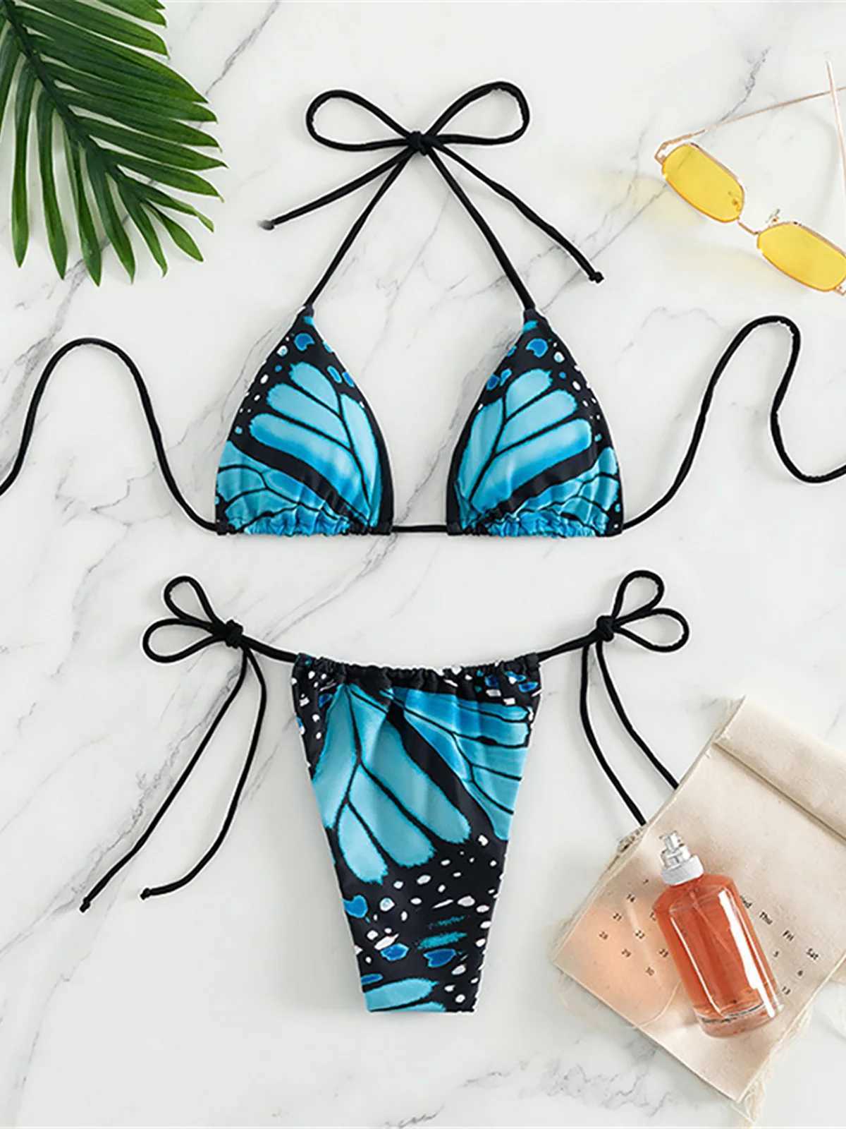 Sexy 4 Colors Printed Halter Padded Bikini Fe Swimsuit Women Swimwear Two-pieces Bikini set Bather Bathing Suit Swim K4910XJ250120