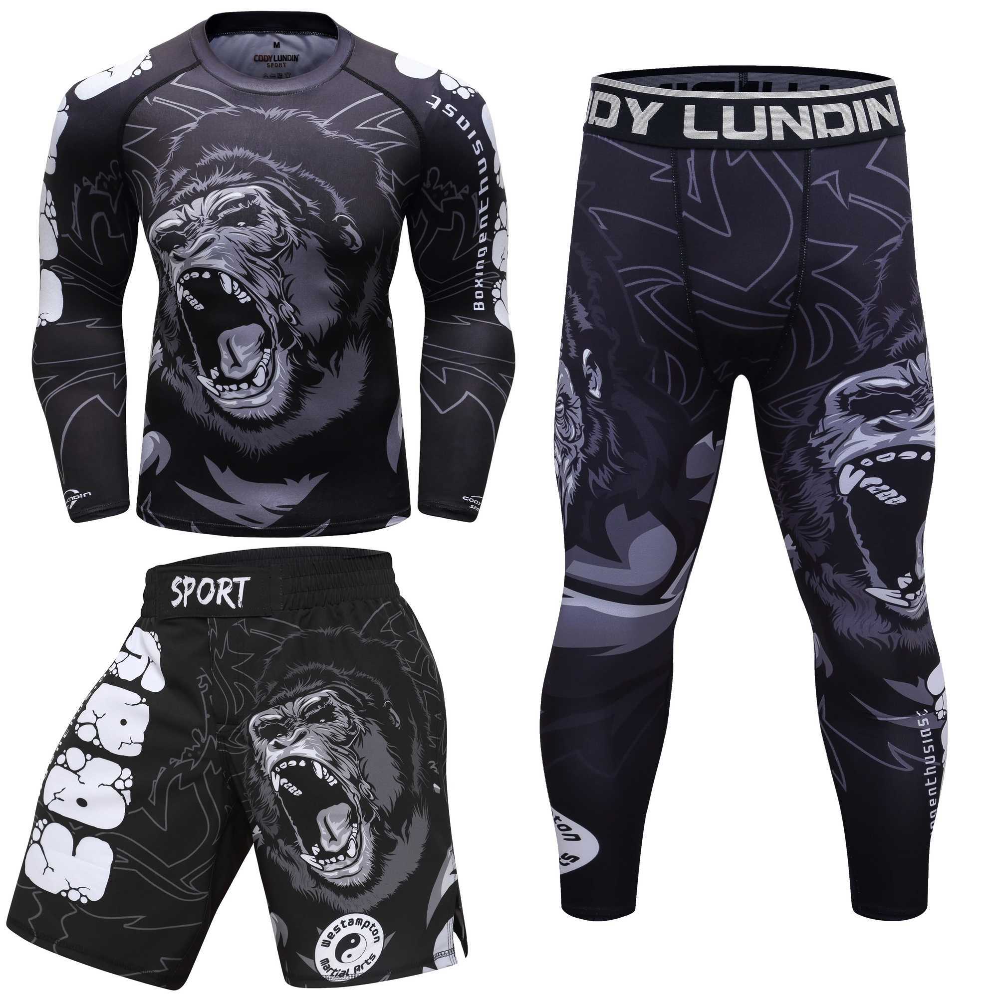 Cody Men Sportswear With Print Gorilla Men MMA Jiu jitsu No Gi Rashguard Bjj Fighting wear Athletic Tracksuit Boxing X250129