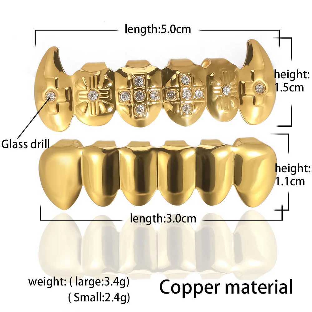 Hip Hop Fangs Teeth Grillz Trend 14K Gold Plated Tooth Caps Decor For Women Men Jewelry Cosplay Party Gift Halloween PropsXJ250114