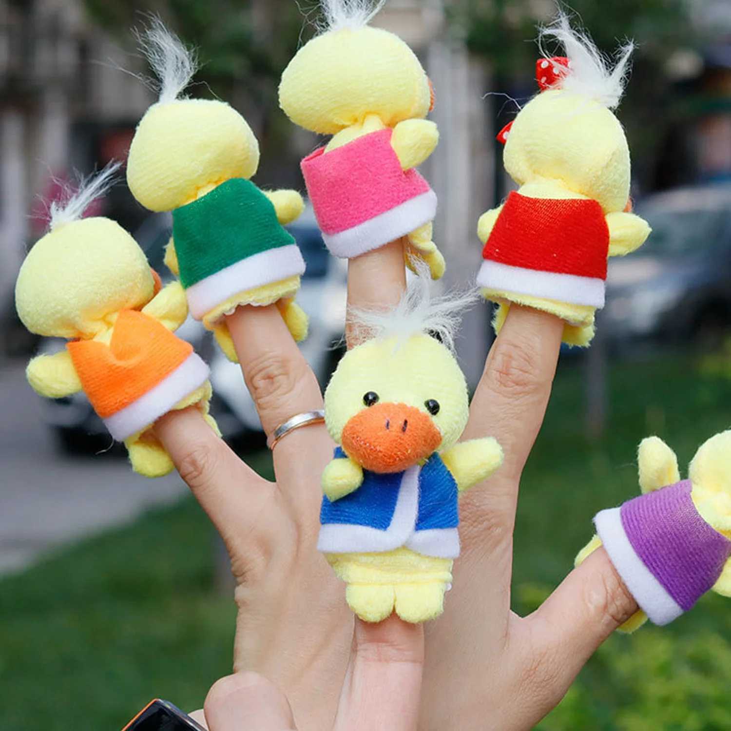 6PCS Animal Hand Puppet Duck Family Finger Puppet Plush Stuffed Toys for Kids Theater Story Telling Learning Baby Hand Doll Toys X250129