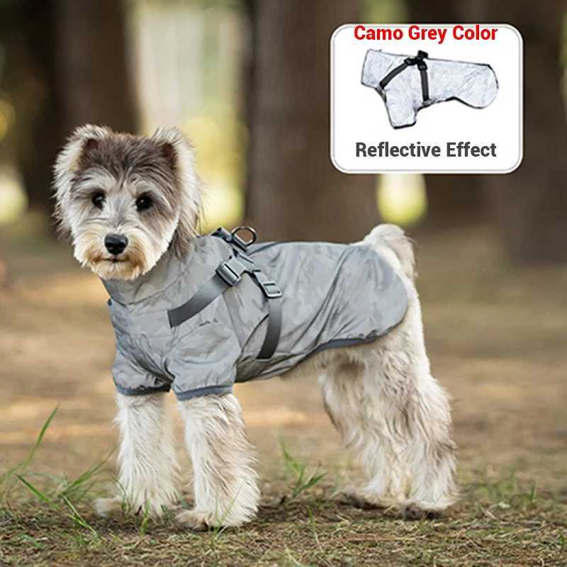 Waterproof Dog Rain Jacket with Harness Safety Reflective Dog Raincoat for Small Dogs Pet Outdoor Jackets for Jungle CampingXJ250121