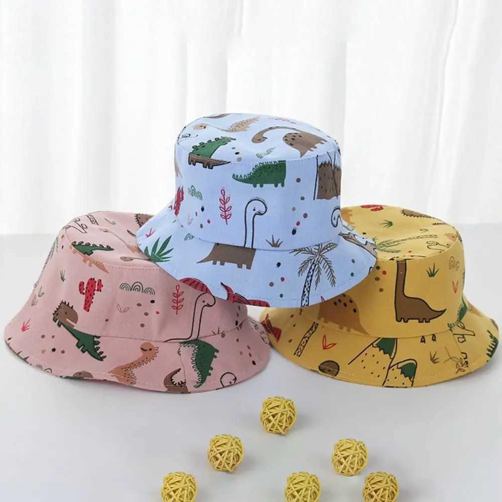Cartoon Dinosaur Print Baby Bucket Caps for Boy Girl Cute Animal Infant Fisherman Hat Summer Toddler Panama Sun Cap Bonnet M250121