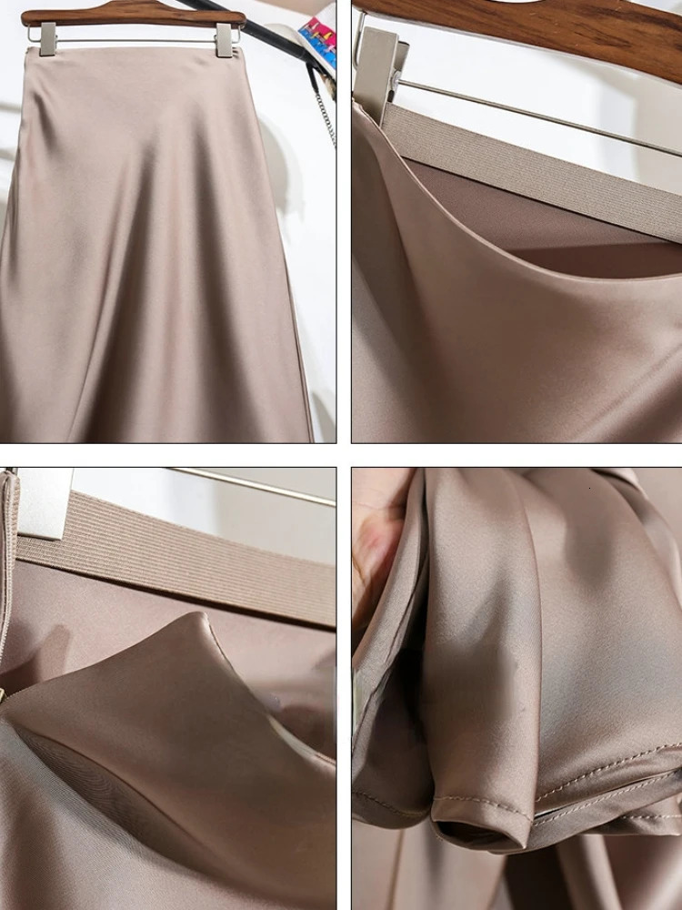 Acetic Satin Fishtail Skirt Woman Korean Fashion Elastic High Waist Skirts for Women Spring/summer Slim Long Dresses 250117
