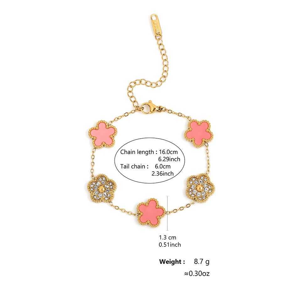 ZAKOL Lucky Five Leaf Flower Adjustable Bracelet Crystal Plant Stainless Steel Wens Hand Jewelry Gold Plated Bracelets X250129