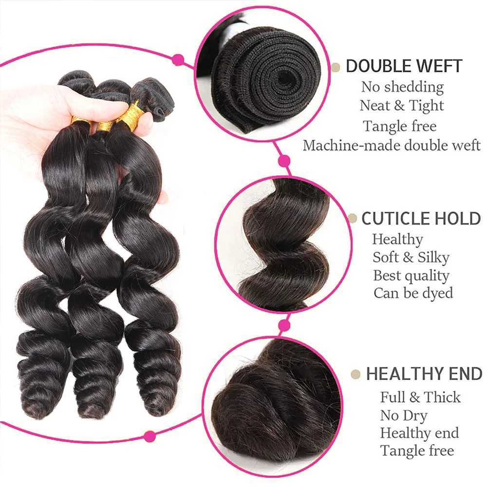 Loose Wave Human Hair Bundles With Clo Hair Weave 3/4 Bundles With HD Lace Frontal Brazilian Remy Human Hair ExtensionsXJ250120