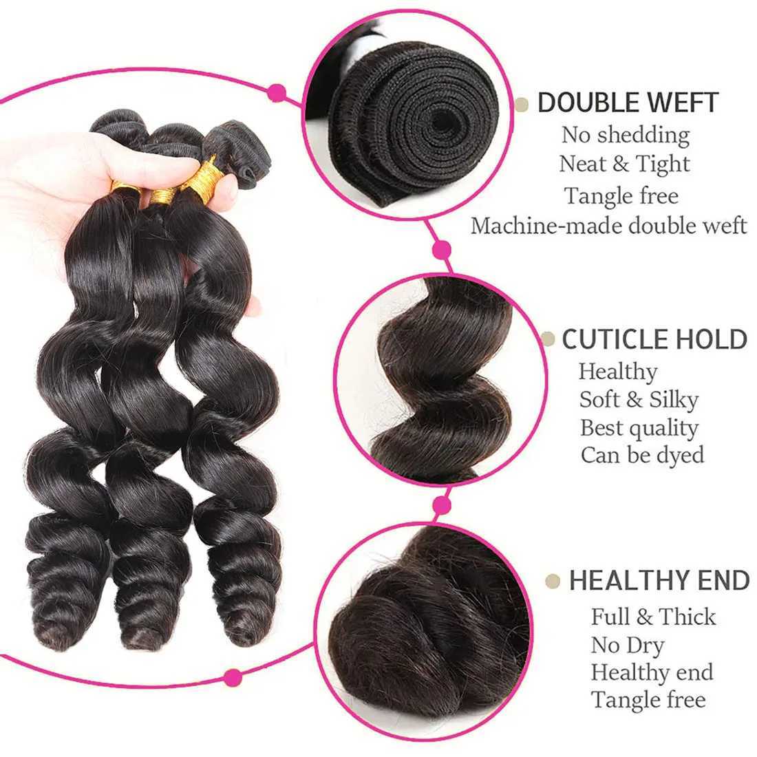 Vallbest Loose Wave Bundles With 4X4 Lace Clo Free Part Loose Wave Human Hair Bundles Unprocessed Brazilian Hair BundlesXJ250120