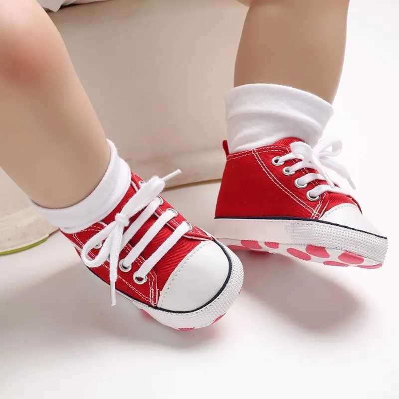 Baby canvas classic sports shoes newborn boys and girls printed celebrity first walking shoes baby anti slip baby shoes X250129