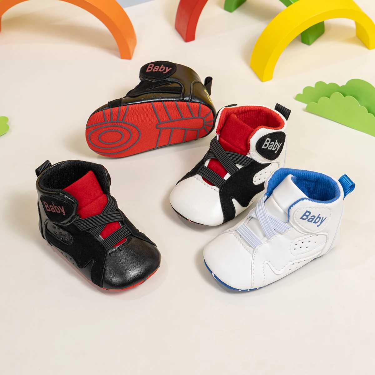 KIDSUN Toddler Baby Boys Shoes High Tops Basketball Sneakers Soft Anti-Slip Infant Newborn Prewalker First Walking Crib Shoes X250129