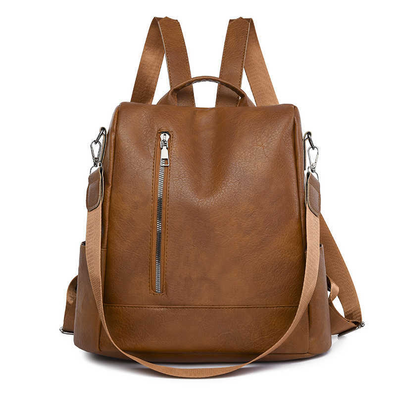 Womens New PU Lightweight Large Capacity Anti theft Leisure Backpack Travel Outdoor Womens Bag