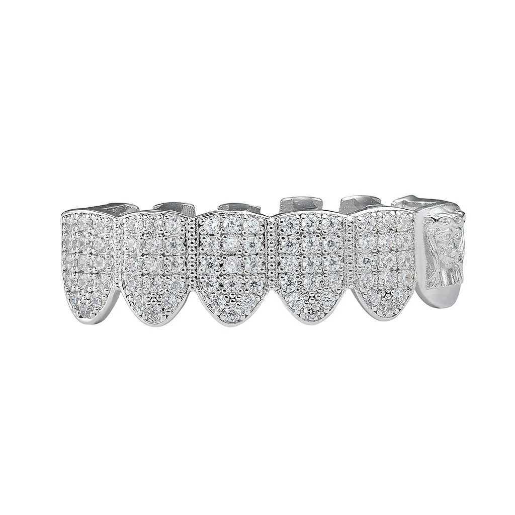 Full CZ Stones Teeth Grillz Caps Cubic Zircon Iced Out Micro Pave Top Bottom Charm Grills For Men Women Rapper JewelryXJ250114