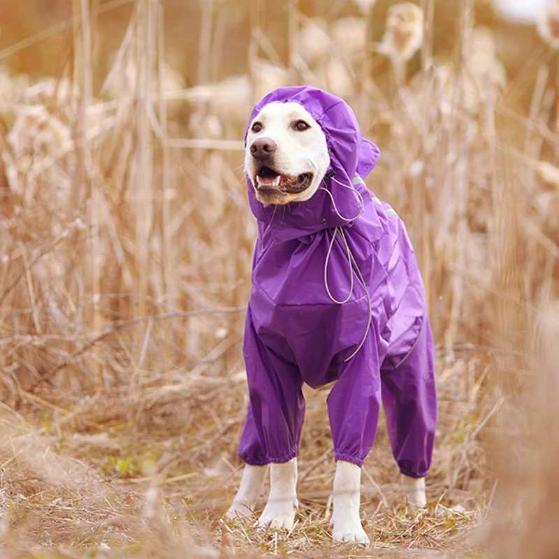 Pet Dog Raincoat Reflective Waterproof Zipper Clothes High Neck Hooded Jumpsuit For Small Big Dogs Overalls Rain Cloak LabradorXJ250121