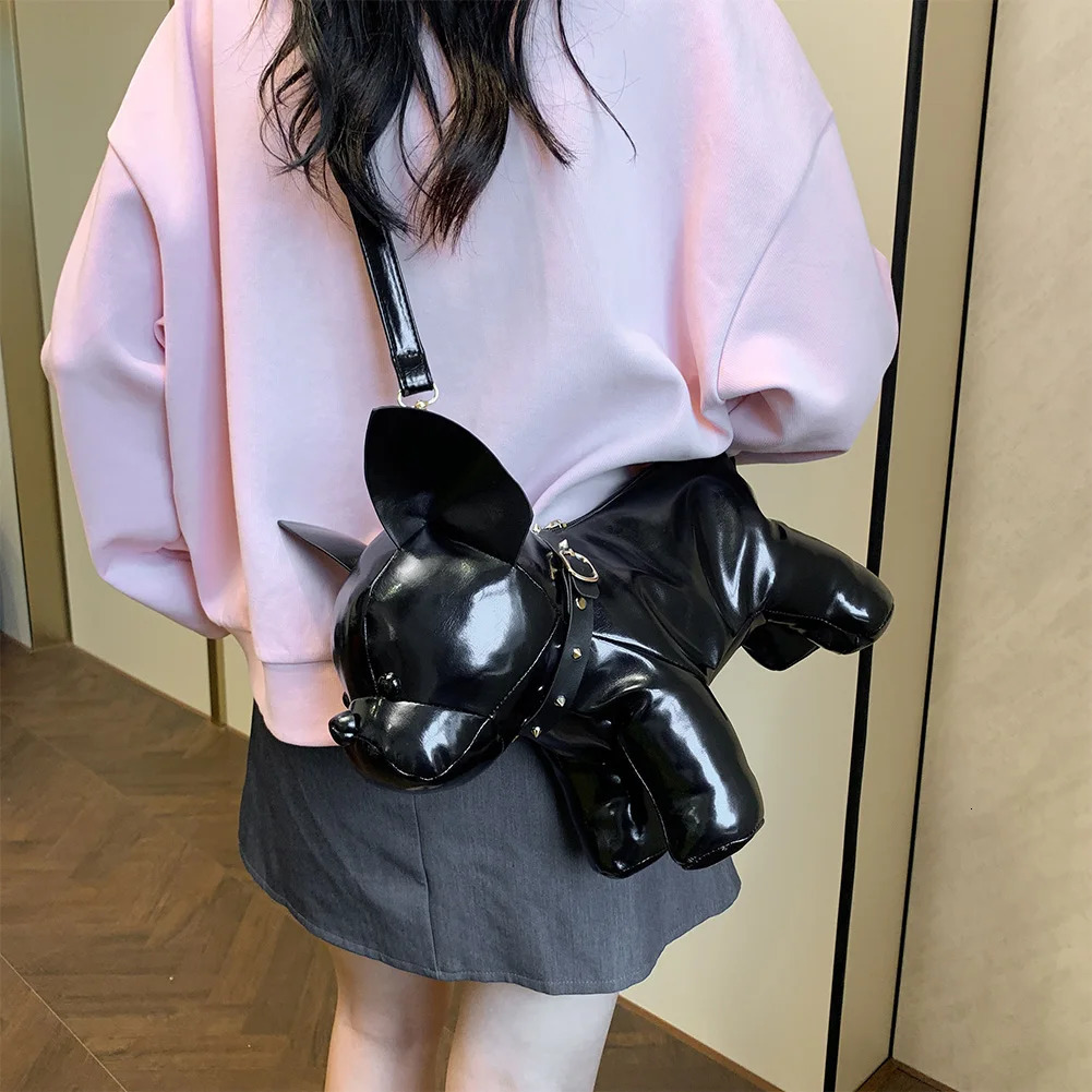 Cartoon Bulldog Shaped Cute Crossbody Bags for Women PU Leather Sling Purse Shoulder Bag Solid Color Casual Female Messenger Bag 250122