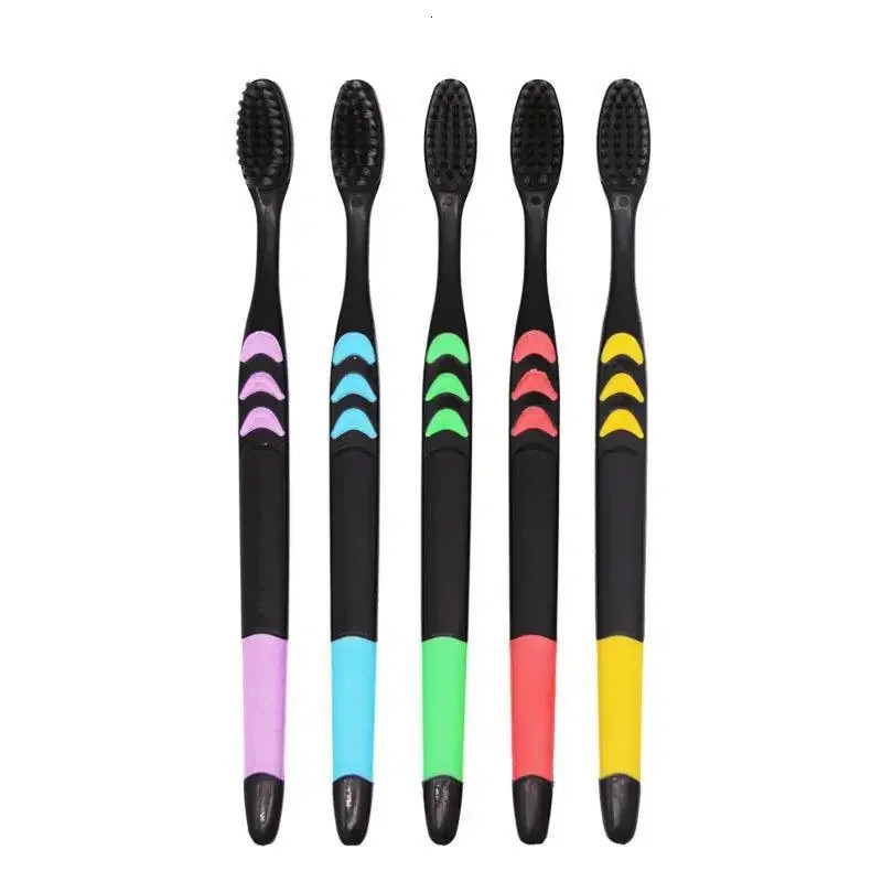 10 Pieces Packed Soft Bristle Bamboo Charcoal Black Hair UltraFine Beauty Toothbrush Couple Suit Oral Cleaning Tools y250115