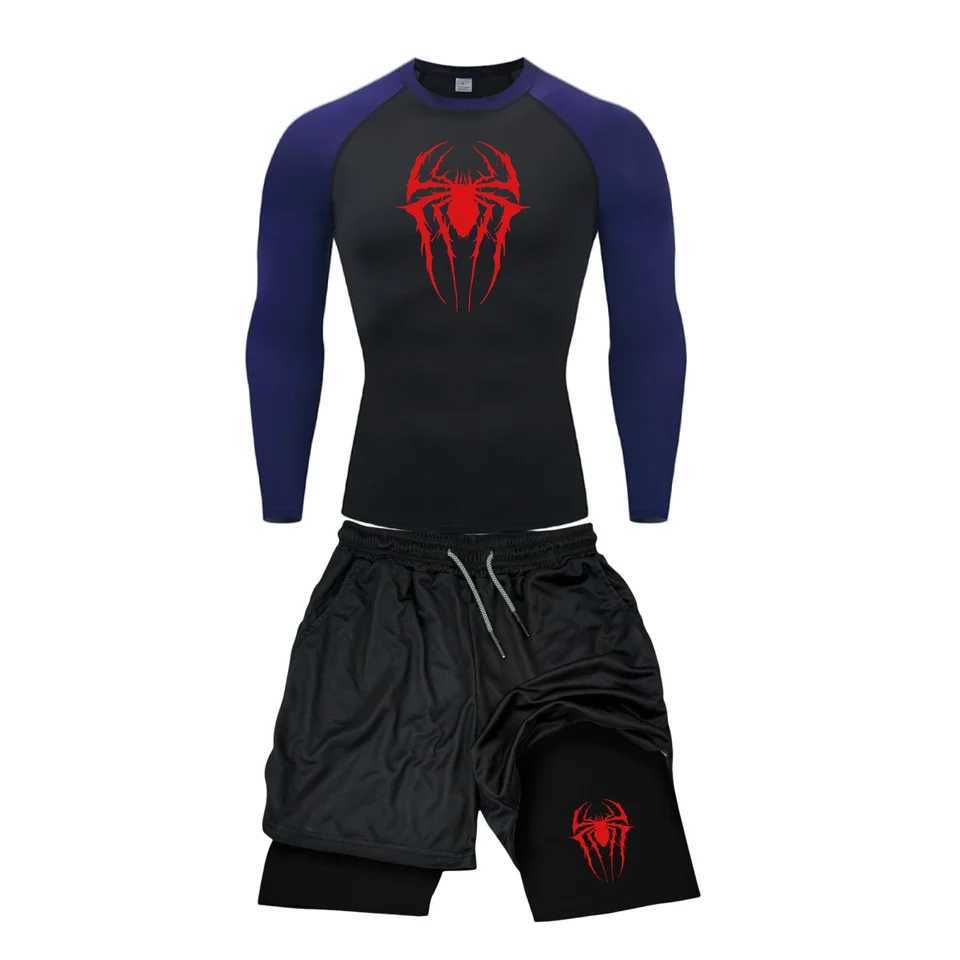 Compression Set Mens T-shirt+Pants Fitness Boxing Muay Thai Shorts Clothing Mens Rashguard Jujutsu Fitness Set Shirt Bjj Boxeo X250129