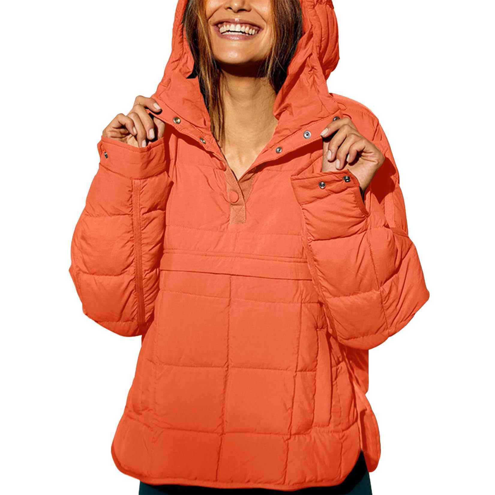 Autumn Winter Solid Color Hooded Cotton Jacket Foldable Fillet Head Pocket Long Sleeve Jacket for Women Womens Leather Womens Jacket 241209