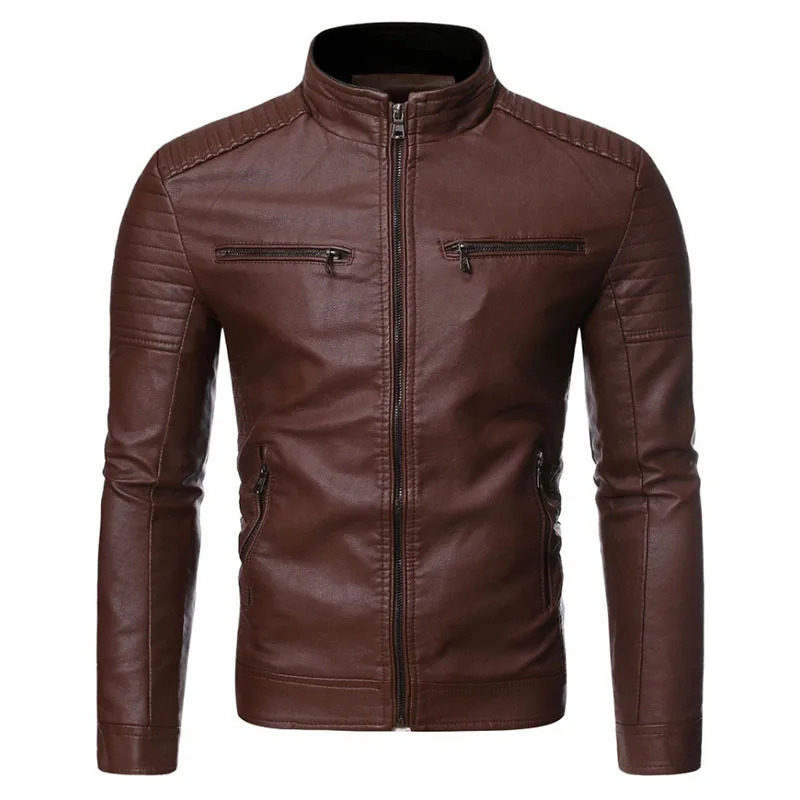 Autumn Men Leather Coat Zipper Korean Fashion Leather Sheepskin Men Leather Jacket Trend Casual Fit Slim Baseball Clothes 250120