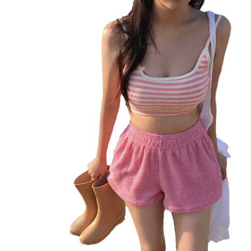 New Sexy Pink Striped Bikinis Two Pieces Swimsuit Women Swimwear with Short Beach Wear Bathing Suits Korean Bikini Set Pool 2024XJ250120