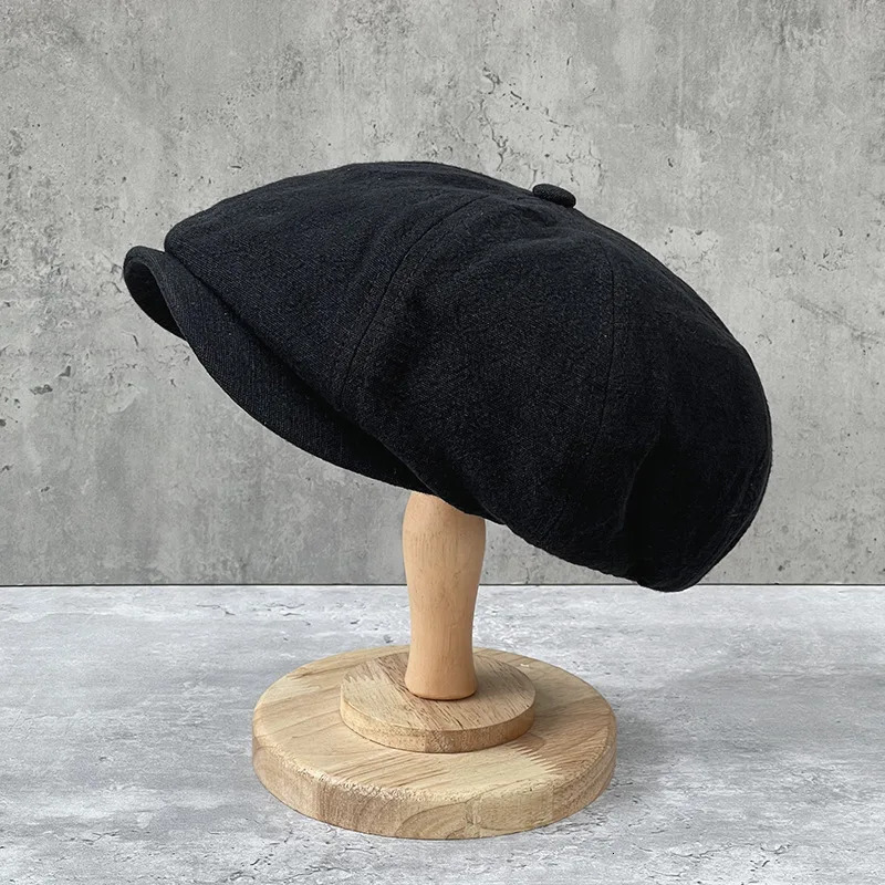 Cotton Linen sboy Caps Plus Size 63CM Men Spring Summer Thin Retro Beret Hat Fashion Casual Octagonal Hats 250118