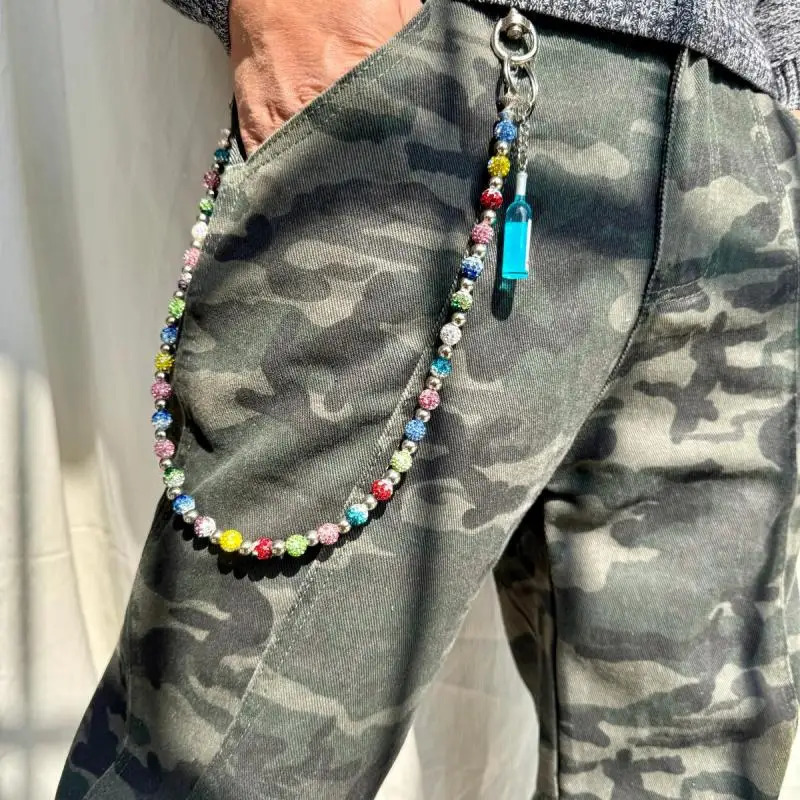 denim accessories multi color pants chain fashionable sparkling pearl mens and womens body decoration chain 250122