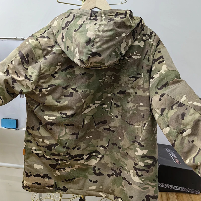 HAN WILD Hiking Tactical Jacket Men Winter Heating Jackets Windproof Warm Hooded Combat Coat Windbreaker Hunting Camping Coats 250122