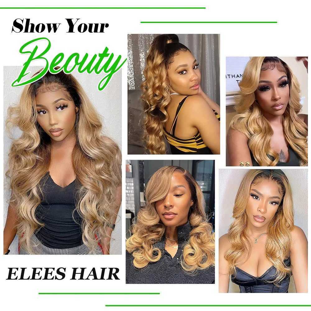Ombre Body Wave Bundles With Frontal 1B/27 Blonde Colored Bundles With Clo Frontal Brazilian Human Hair Bundles With CloXJ250120