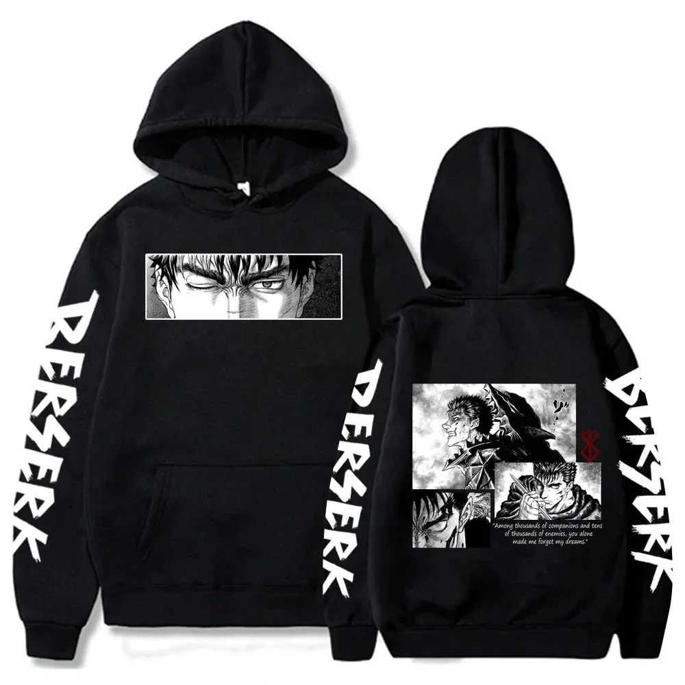 Berserk Guts Manga Men Women Hoodies Autumn Winter Long Sleeves Fleece Warm Sweatshirts Casual Oversized Hooded StreetwearXJ2500118