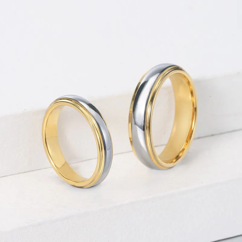 BONLAVIE 6mm 4mm wide dome polished step gold galvanized tungsten ring wedding ring comfortable suitable for tungsten carbide ring 250109