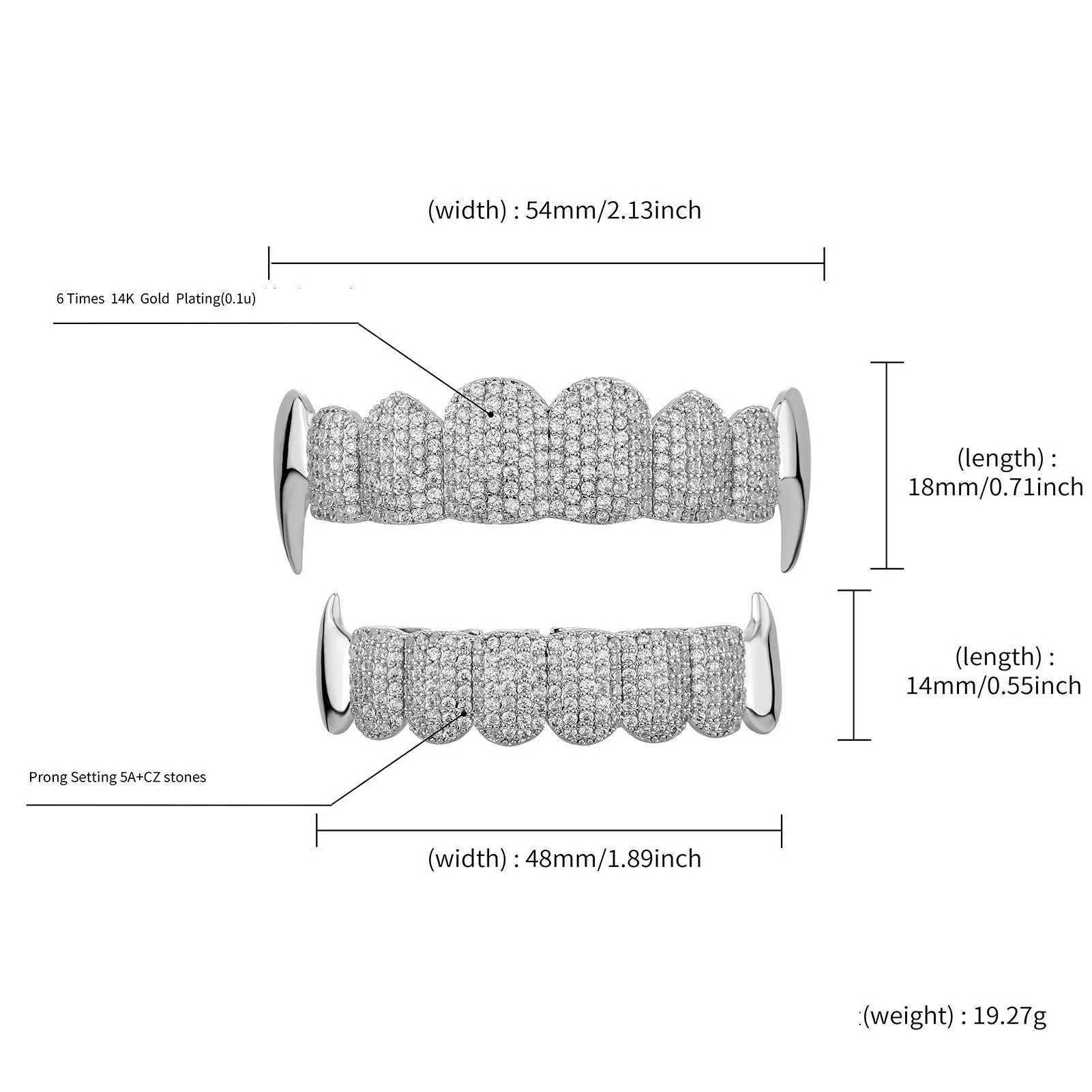 Punk Baguette Stone Hip Hop Teeth Grillz Top Bottom Grills Iced Out Cubic Zricon Teeth Caps Cosplay Party Rapper JewelryXJ250114