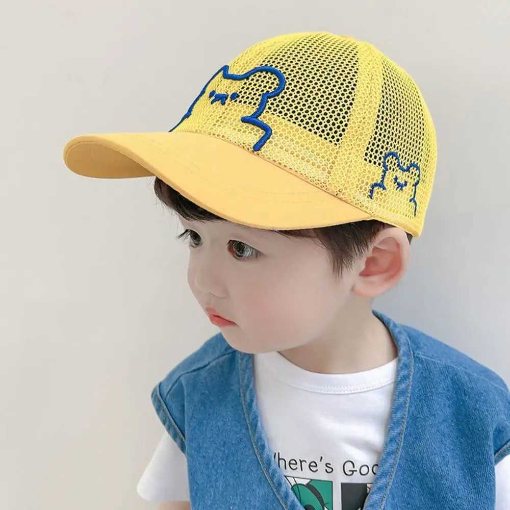 Cartoon Bear Childrens Baseball Hat 2-5 Year Old Childrens Sun Hat Breathable Mesh Panama Hat Outdoor Sun Hat M250121