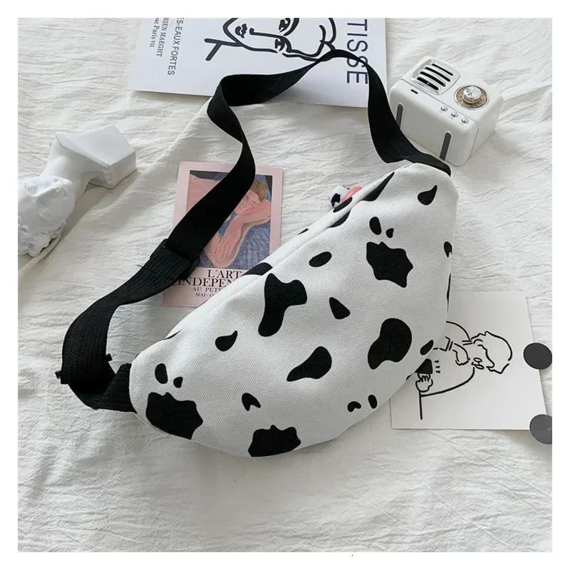 Woman Chest Bag Korea INS Cow Canvas Small Waist Pack Japanese Harajuku Style Wild Cute Student Chest Bag Female Pockets 250122
