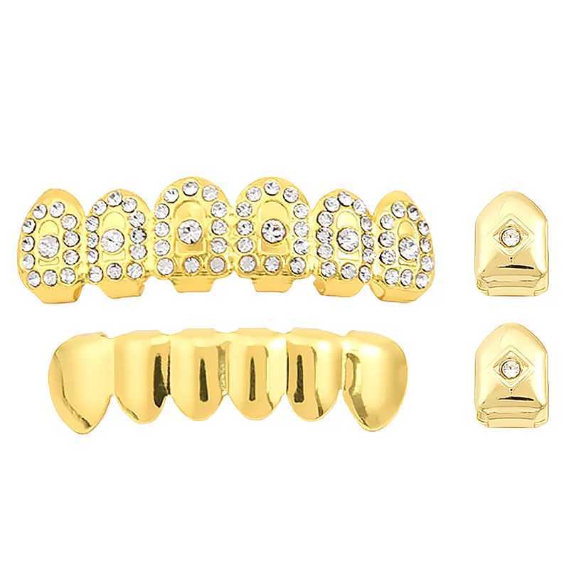 Hot 18K Zircon Gold-Plated Hip-Hop Teeth Vampire Fangs Tiger Tooth Metal Halloween Denture Teeth Decoration Popular JewelryXJ250114