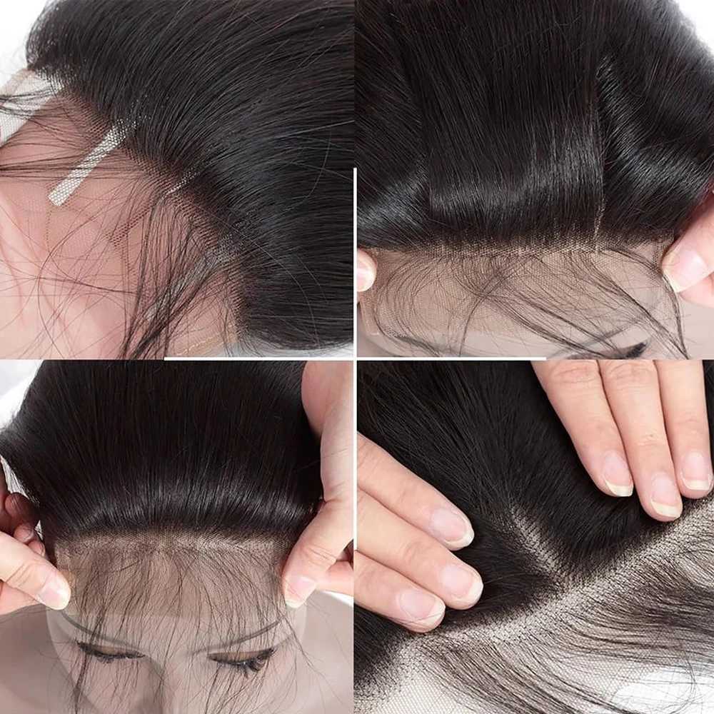 34 36 inch Straight Human Hair Bundles with Clo 4x4 Raw Brazilian Hair Extensions Weave 3 4 Bundles with Transparent CloXJ250120