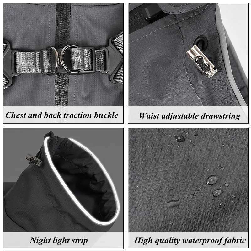 Dog Raincoat With Harness Waterproof Jacket for Small Dogs Adjustable Reflective Dog Rain Overalls Four legged raincoat Pet RainXJ250121