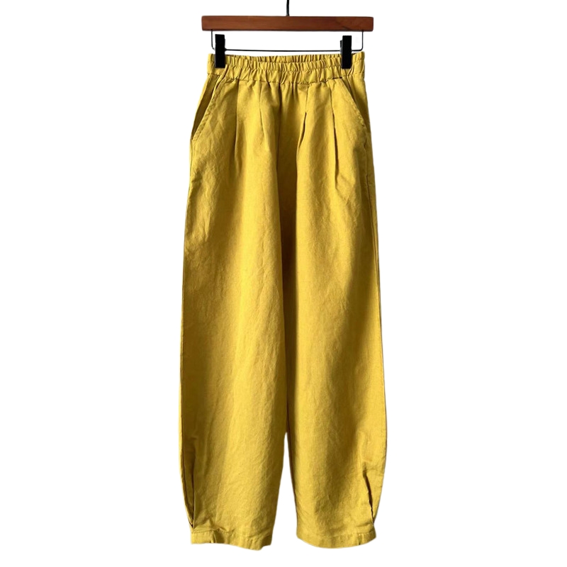 New best-selling linen women's clothing autumn and winter new literary sand washing loose cotton and linen thin casual trousers women's line