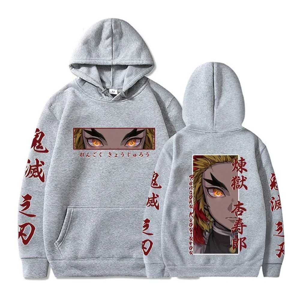 Hot Anime Demon Slayer Hooded Rengoku Kyoujurou Eyes Graphic Print Autumn Winter Men Women Casual Sweatshirt Plus Size HoodieXJ2500118