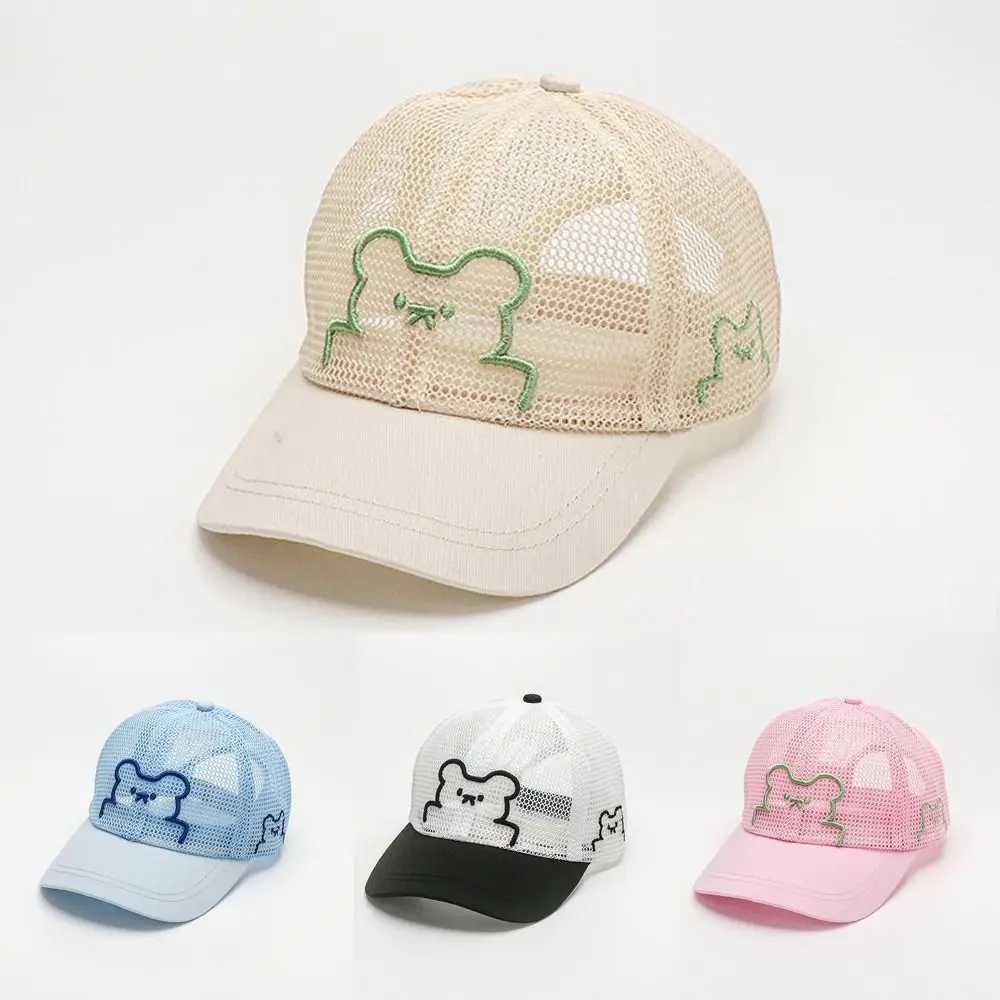 Cartoon Bear Childrens Baseball Hat 2-5 Year Old Childrens Sun Hat Breathable Mesh Panama Hat Outdoor Sun Hat M250121