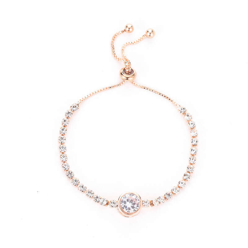 Fashion Rose Gold Love Zircon Versatile High end Alloy Dia Set Women's Bracelet