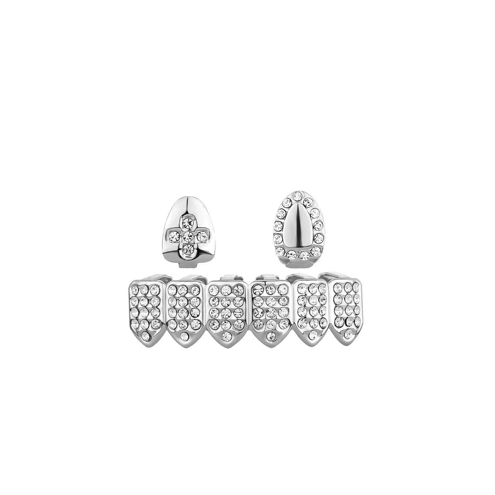 Hip Hop Teeth Grills Top Bottom Iced Out Bling Grillz Dental Shiny Mouth Caps Party Vampire Tooth JewelryXJ250114