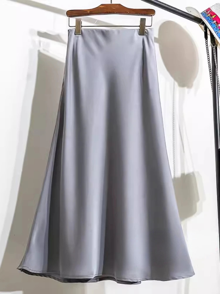 Acetic Satin Fishtail Skirt Woman Korean Fashion Elastic High Waist Skirts for Women Spring/summer Slim Long Dresses 250117