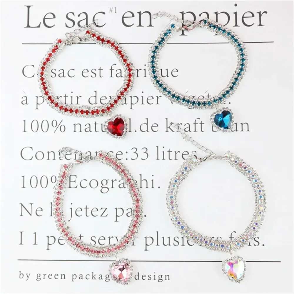 Jewelry Rhinestone Dog Collar Cat Heart Crystal Diamond Necklace Pet Bling Princess Collar Puppy Supplies Luxury Pet Accessories X250129