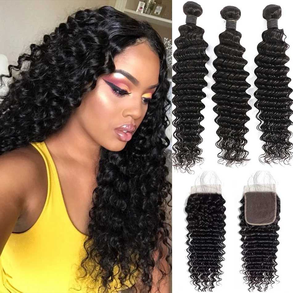 12A Ombre Brazilian Virgin Curly Hair 3 Bundles With Clo Ombre Deep Wave 3 Bundles With Clo 100% Human Hair With CloXJ250120