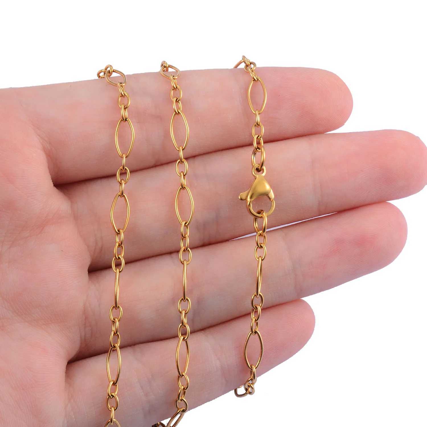 Stainless Steel Handmade Chain Golden Figaro Bracelet High Quality Mens and Wens Jewelry X250129