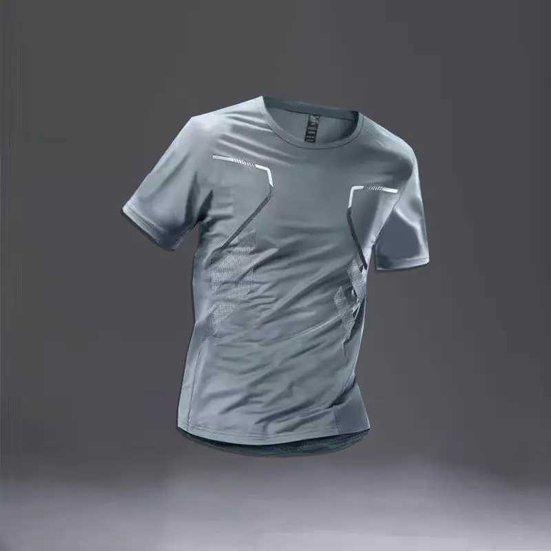 Summer Thin Leisure Ice Silk Thin Sports Set Men Round Neck Short Sleeved T-shirt Elastic Waist Shorts Running Quick Drying Suit X250129