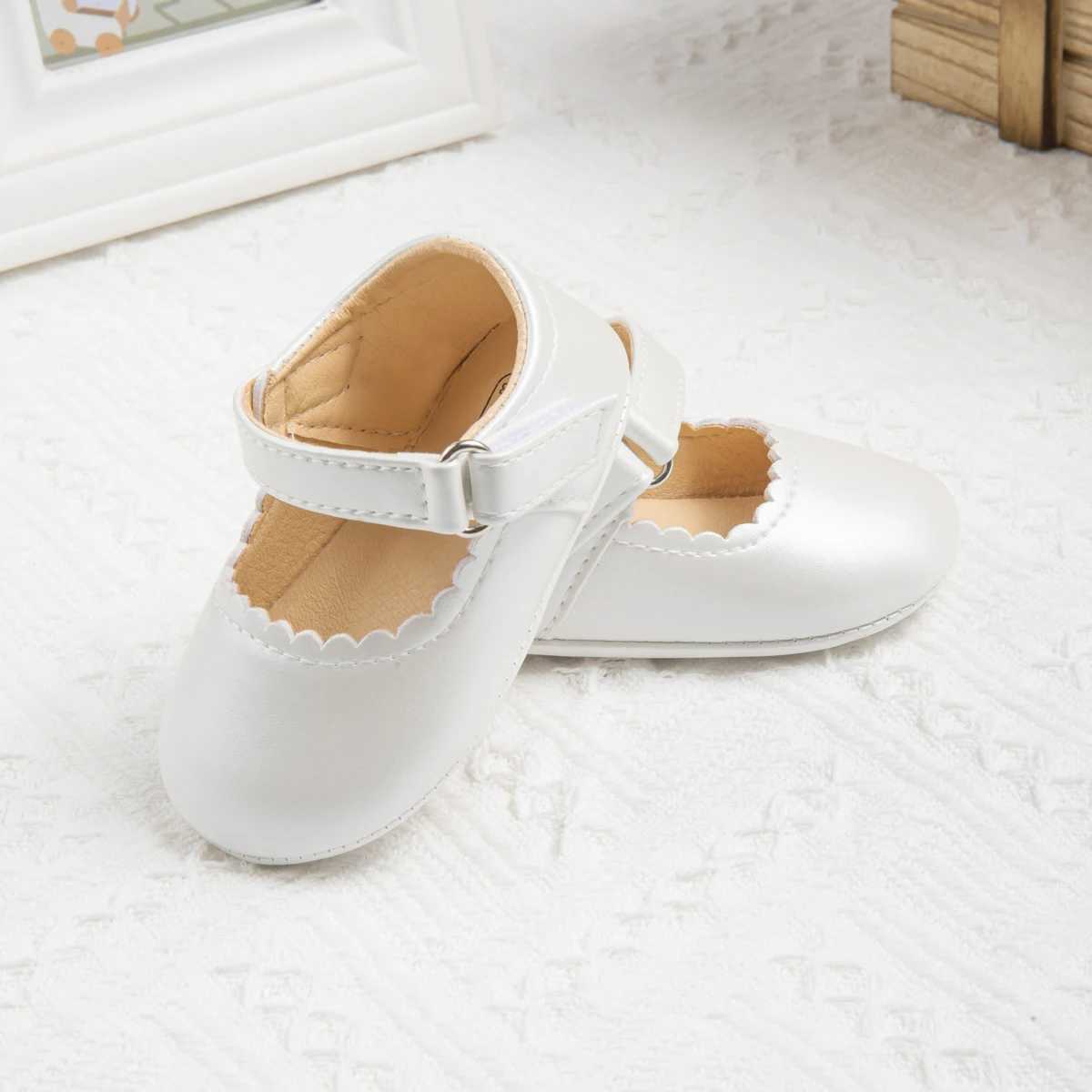 KIDSUN Spring Newborn Pu Baby Dress Girls Shoes Rubber Sole Anti slip First Step Walker Preschool White Girls Wedding Dress X250129