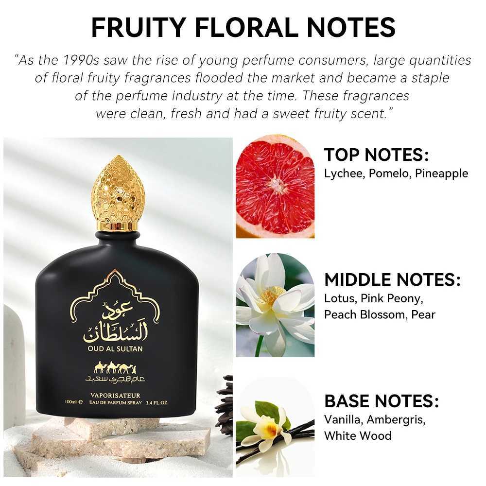 100ML 3.4FL.OZ OUD AL SULTAN Arabian Perfume Unisex Strong Fragrance Fruity Floral Women Mens Eau de Parfum Long LastingXJ250117
