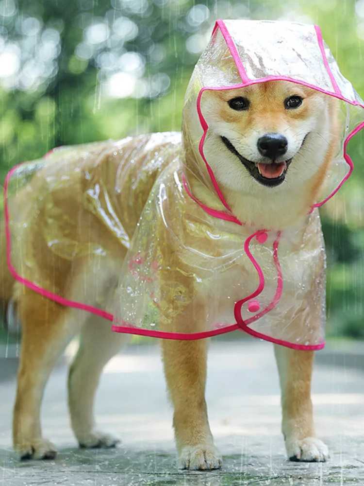 1PC Waterproof Dog Coat Rain Jacket Pet Clothes Puppy Raincoat Transparent Hoody Clothing for DogsXJ250121