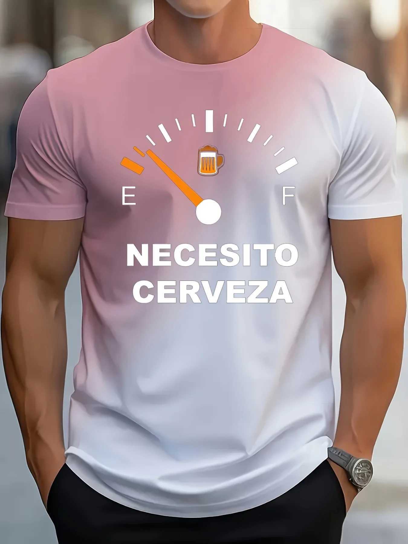 Mens T-Shir Gradient Color Beer Graphic Print Short Sleeve Crew Neck Tee Vacation Casual Mens Clothing for Summer Outdoor TopXJ250117